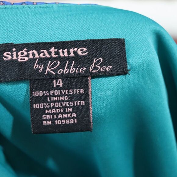 Signature Robbie Bee Colorful Batwing Sleeve Floral Print Drop Blouson Dress 14 - Picture 8 of 12